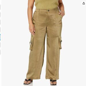 The Drop Women's Jessenia Shine Cargo Pants, Martini Olive, XXL, NWT, Chic